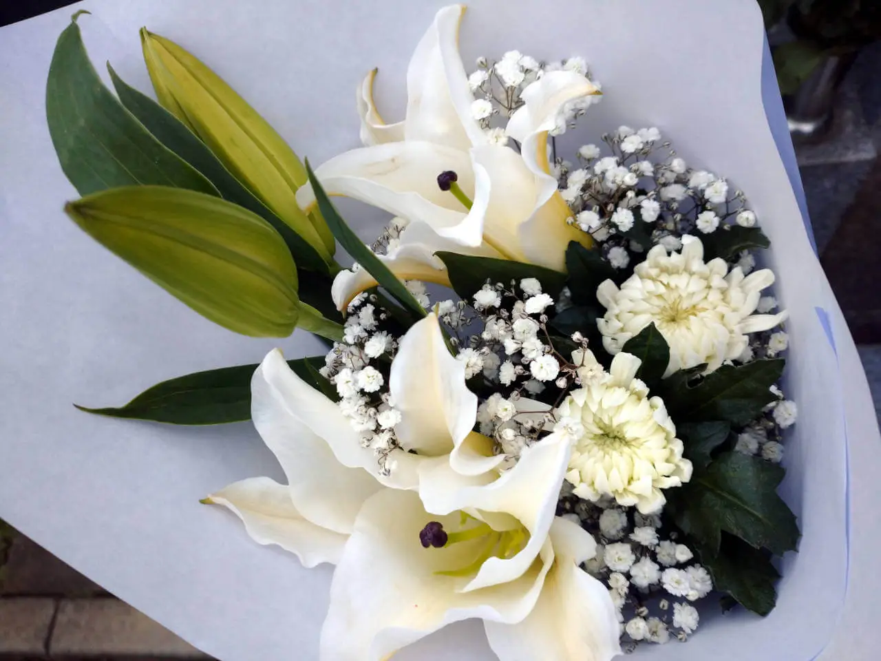 山崎富栄のために作ってもらった白百合の花束